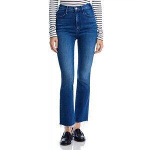 238$ MOTHER The Hustler Flood Frayed Hem Denim Jeans High Rise Size 25 Blue